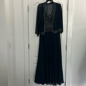 J Kara Women's Petite Beaded Two Piece Jacket Dress